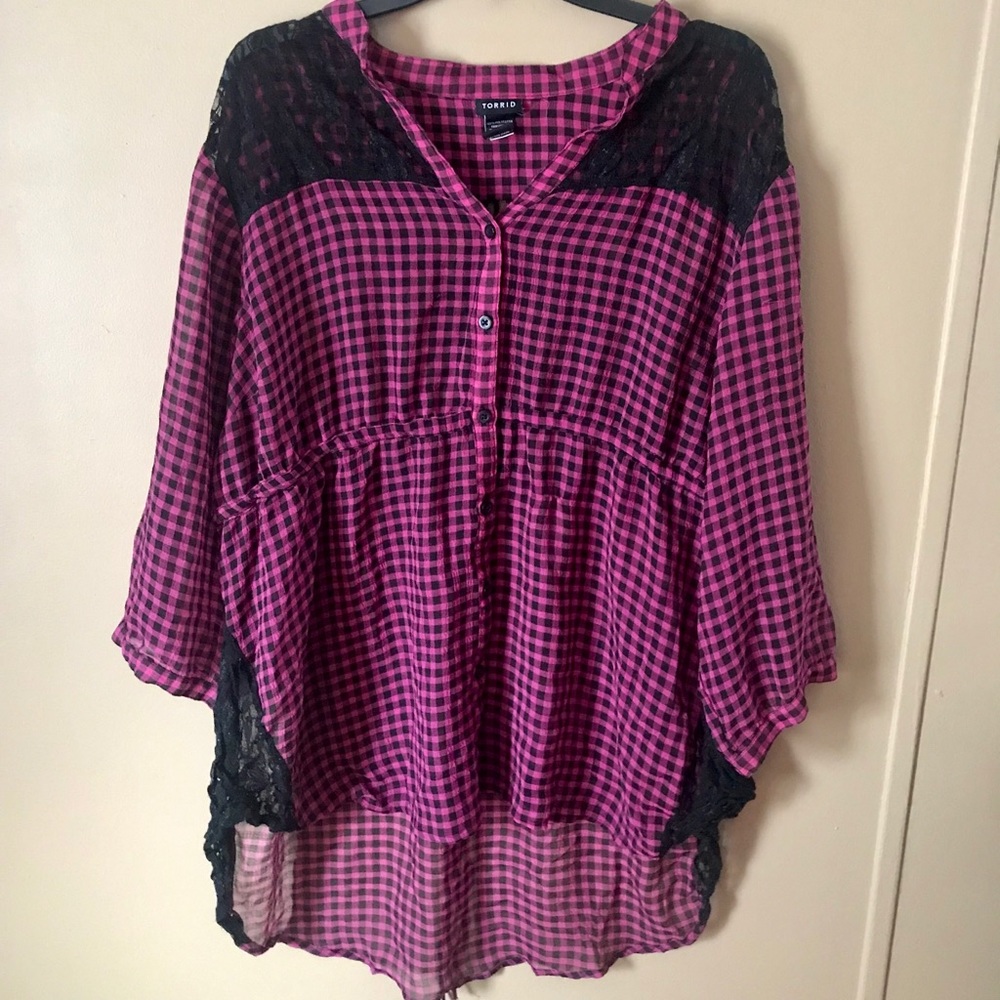 Torrid Black and Pink Blouse
